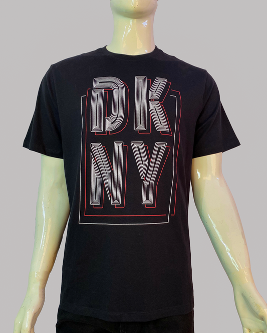 DONNA KARAN NEW YORK MEN'S DKNY BARKER LOGO TEE SHIRT | BLACK