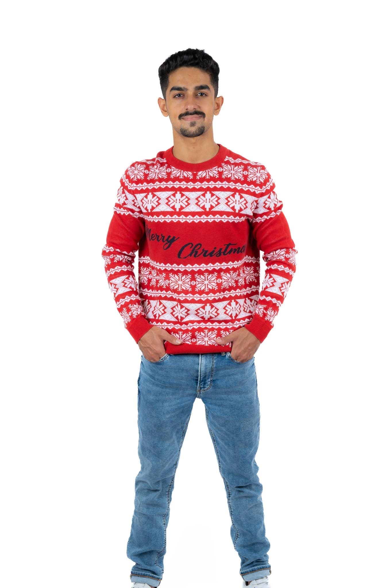 PROUKT LEO CHRISTMAS KNIT SWEATER BLAZER, RED