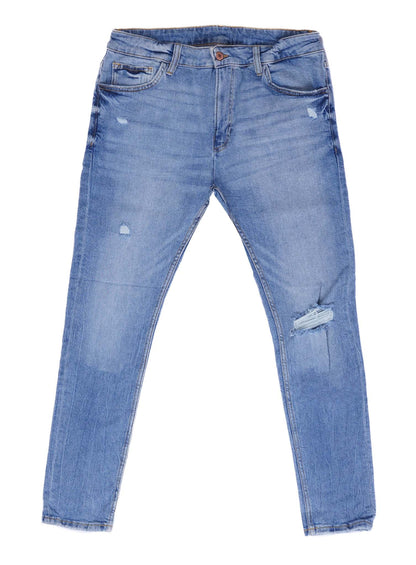 BERSHKA.-RIPPED-SKINNY-JEANS-MENS | LIGHT BLUE