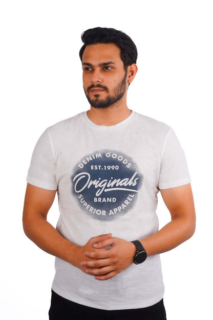 JACK & JONES.-CLASSIC GRAPHICAL PRINT-MEN T-SHIRT | WHITE