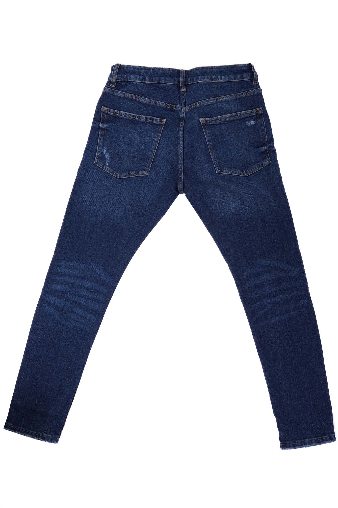 BERSHKA.- RIPPED-SKINNY-JEANS-MEN | DARK BLUE