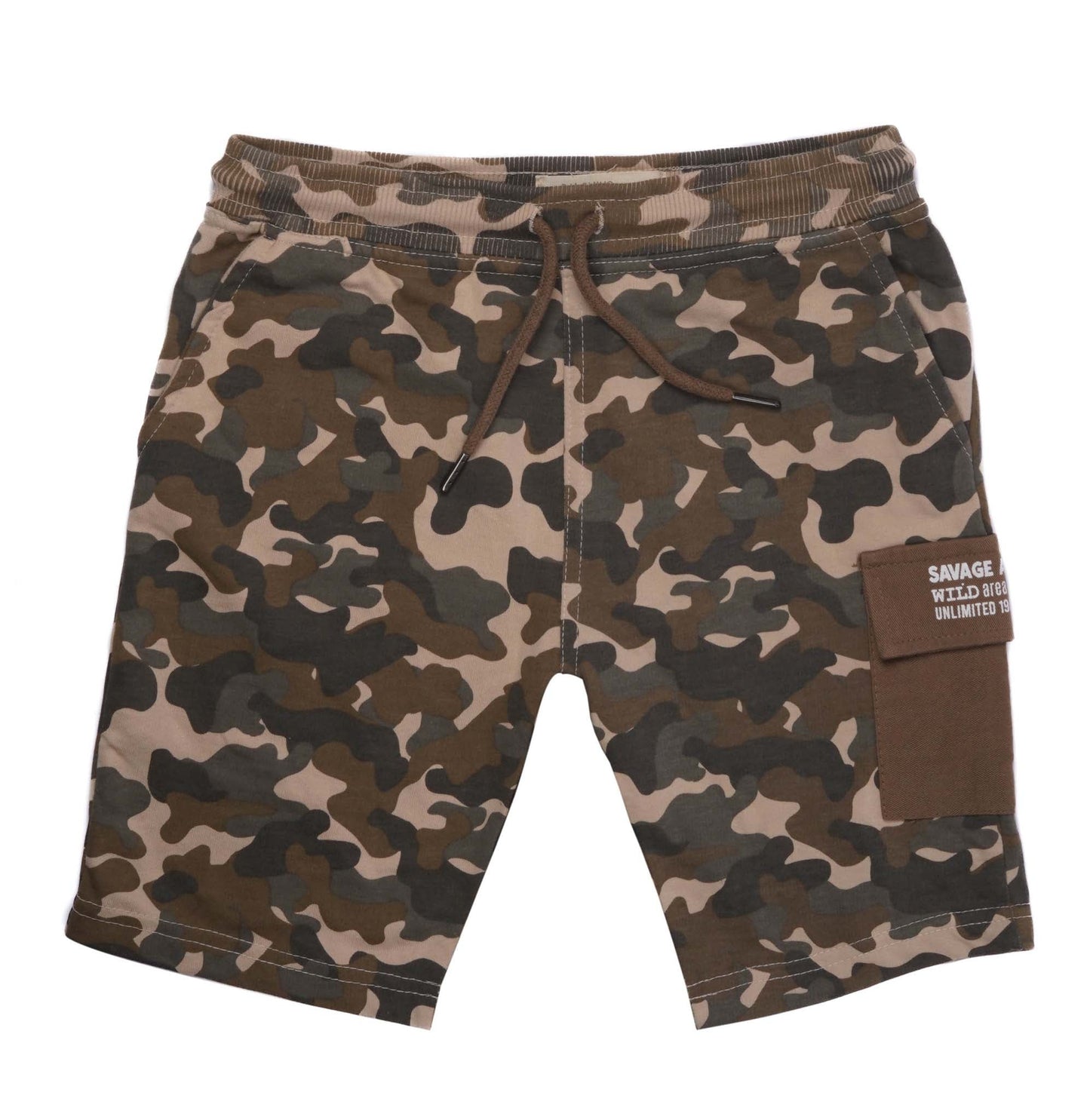 P.A.L.O.M.I.N.O SOFT COTTON FLAP POCKET CAMO SHORT FOR BOYS