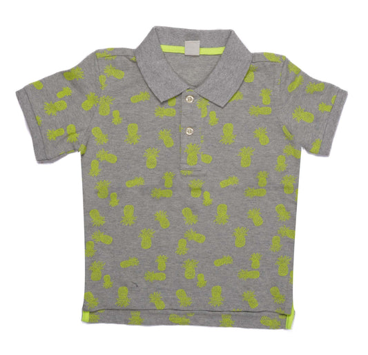 G.A.P-KIDS BOYS-PINEAPPLE SHORT SLEEVE COTTON POLO | GRAY GREEN