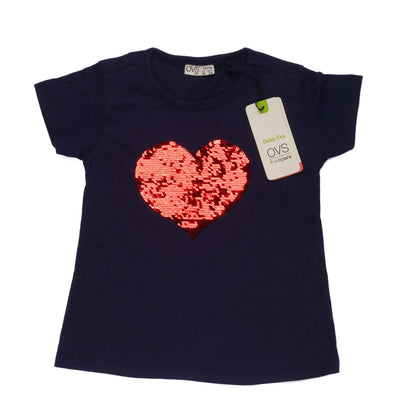 OVS-KIDS-HEART EMBROIDERED LOGO | T-SHIRT | D.BLUE