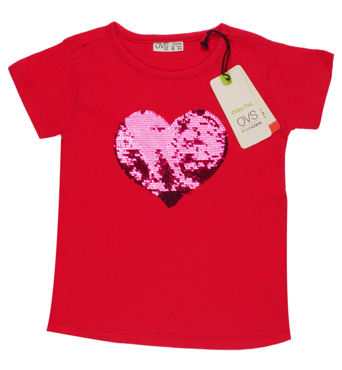 OVS-KIDS-HEART EMBROIDERED LOGO | T-SHIRT | RED