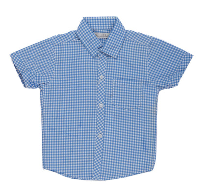 ZARA-KIDS SKY BLUE CHECK CASUAL HALF SLEEVE SHIRT