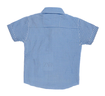 ZARA-KIDS SKY BLUE CHECK CASUAL HALF SLEEVE SHIRT