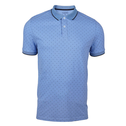 JULES. DOTTED PRINT-RIBBED-SHORT SLEEVE-POLO SHIRT | LIGHT BLUE