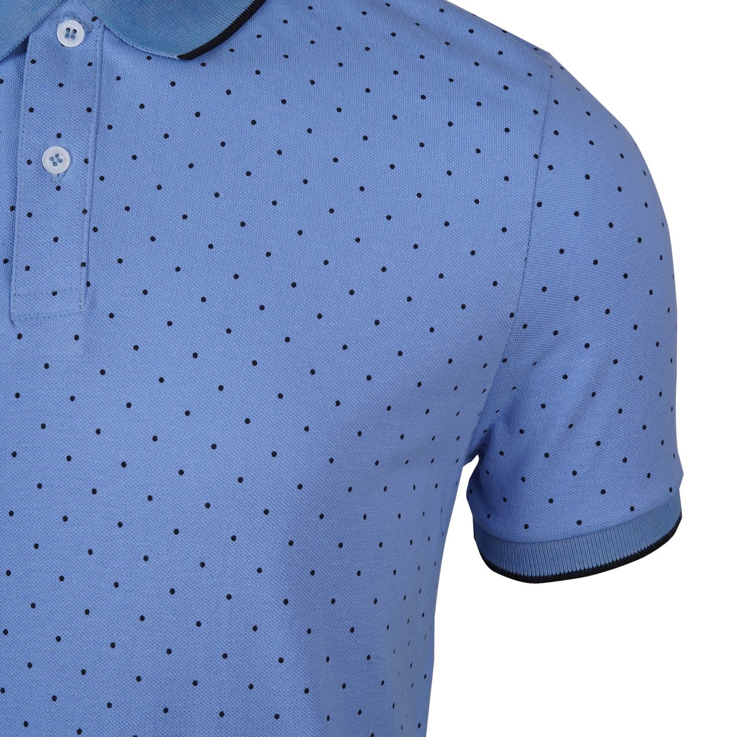 JULES. DOTTED PRINT-RIBBED-SHORT SLEEVE-POLO SHIRT | LIGHT BLUE