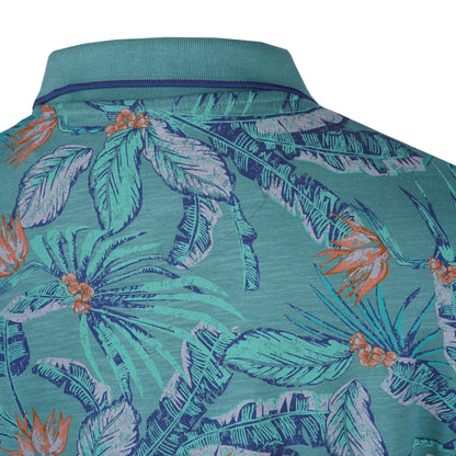 JULES. FLORAL SHORT SLEEVE POLO SHIRT | JUNGLE GREEN