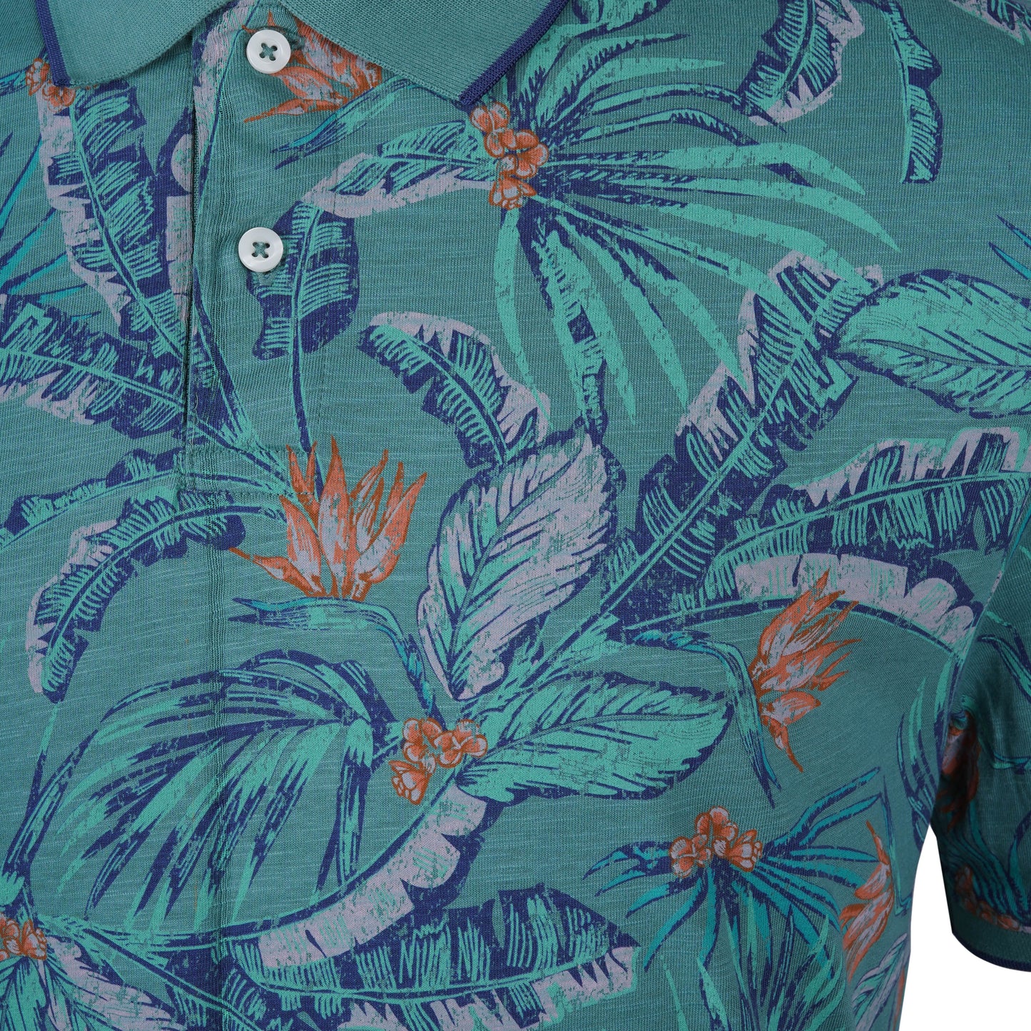 JULES. FLORAL SHORT SLEEVE POLO SHIRT | JUNGLE GREEN