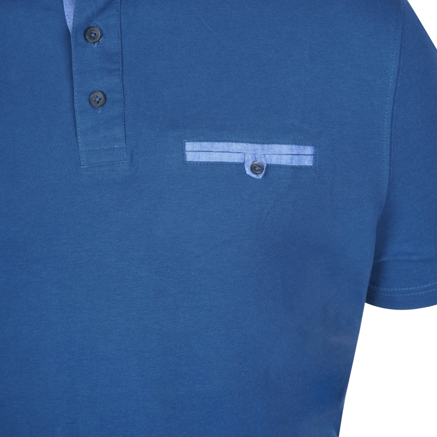 JULES. -MENS SOLID HALF SLEEVE CONTRAST COLLER POLO | BLUE