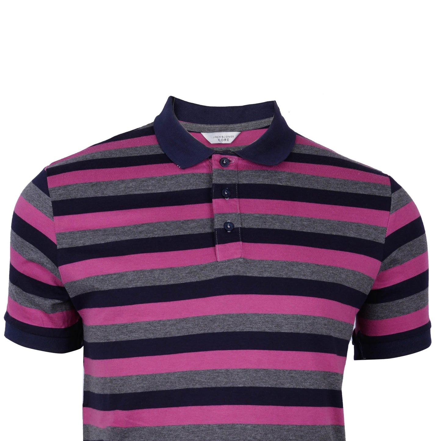 JACK & JONES PREMIUM MEN’S STRIPED POLO SHIRT | GREY