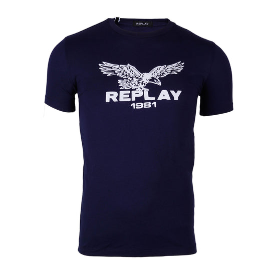 REPLAY. MEN'S EAGLE CREW NECK T-SHIRT | NAVY BLUE