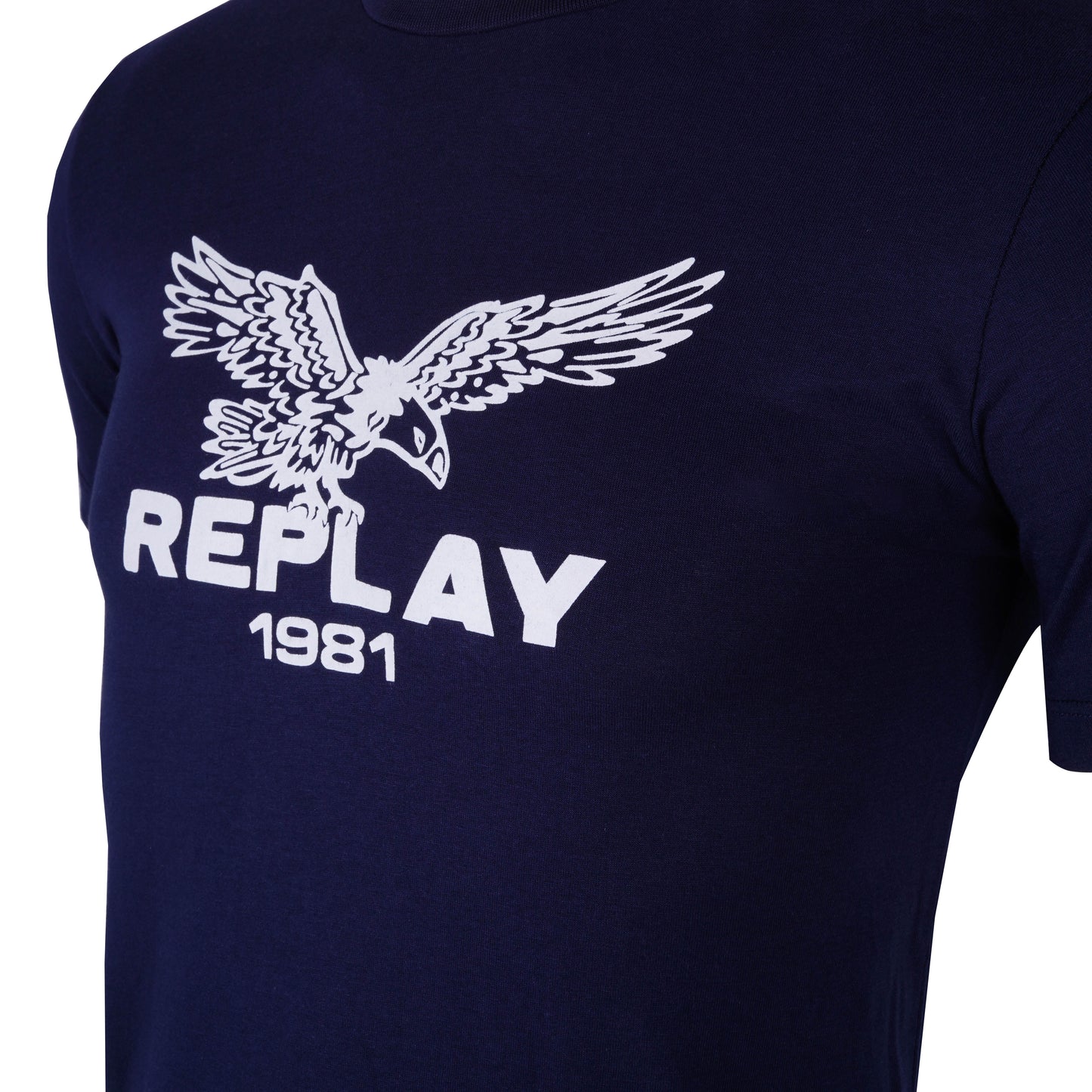 REPLAY. MEN'S EAGLE CREW NECK T-SHIRT | NAVY BLUE