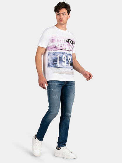 GUESS MEN'S T-SHIRT DOVER CN SS TEE SHIRT | REGULAR FIT WHITE