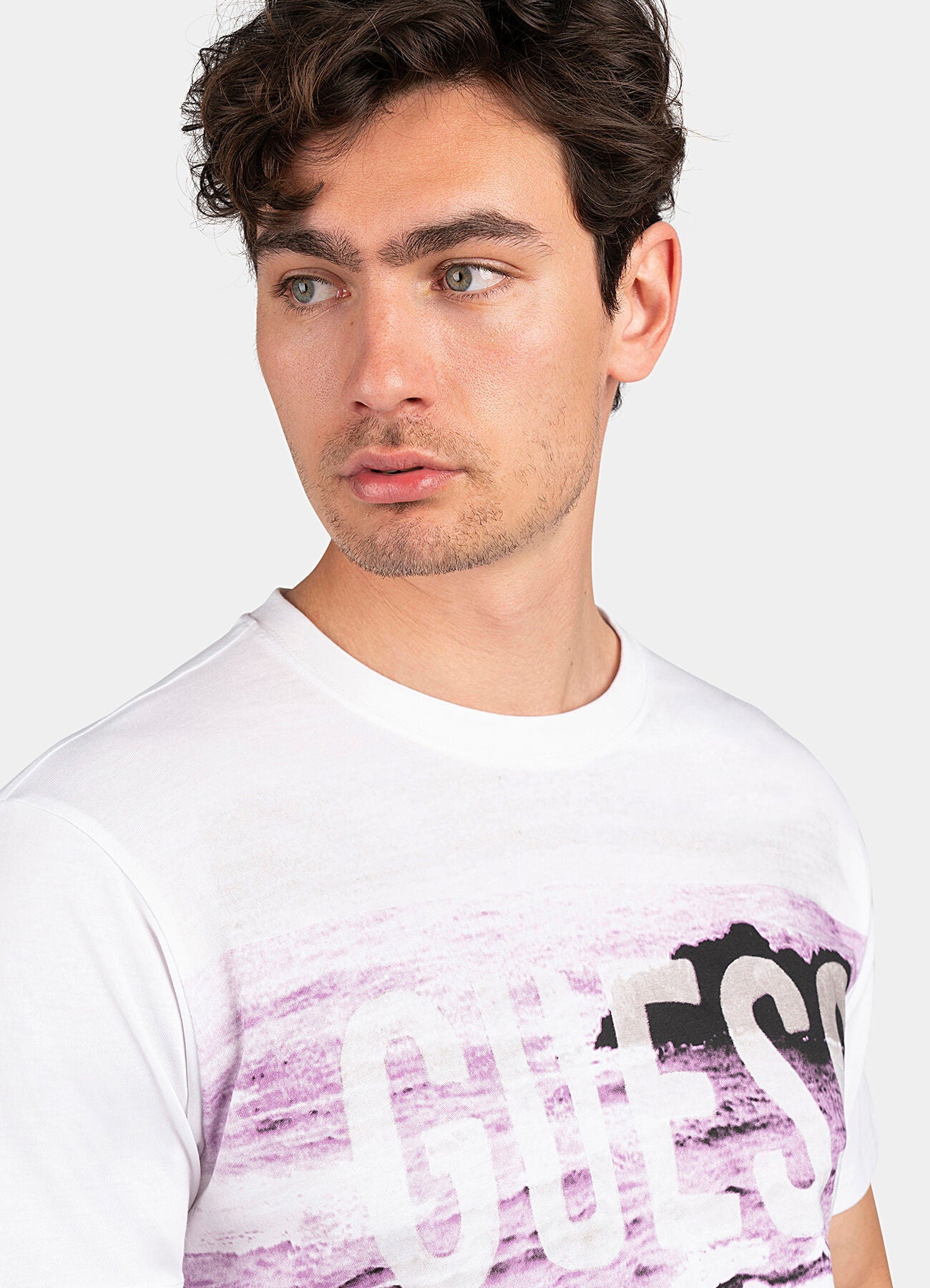 GUESS MEN'S T-SHIRT DOVER CN SS TEE SHIRT | REGULAR FIT WHITE