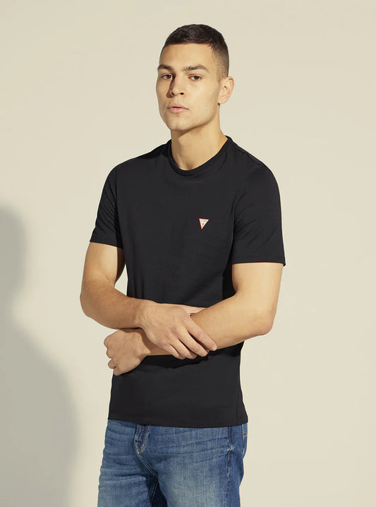 GUESS-SLIM FIT-ROUND NECK-LOGO | BLACK