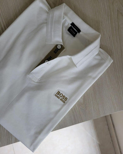 HUGO BOSS SLIM FIT POLOS IN COTTON - DAIPO | WHITE