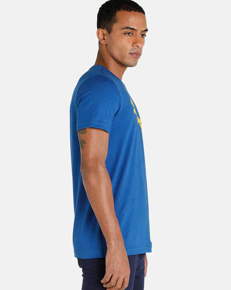 PUMA LOGO PRINT SLIM FIT CREW-NECK T-SHIRT | BLUE