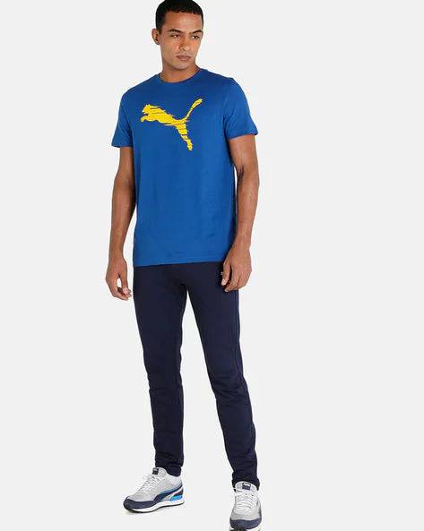 PUMA LOGO PRINT SLIM FIT CREW-NECK T-SHIRT | BLUE