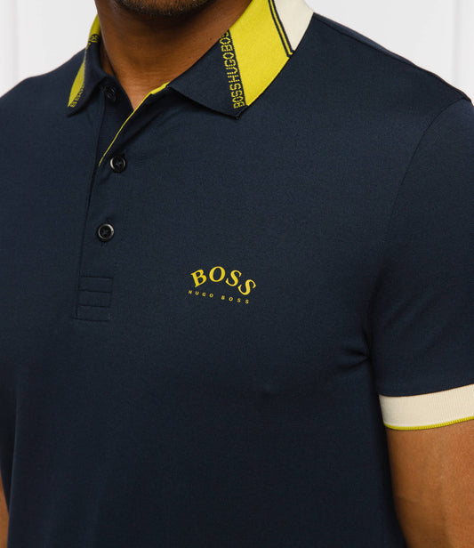 HUGO BOSS MERCERISED-COTTON POLO SHIRT WITH CONTRAST LOGO | NAVY