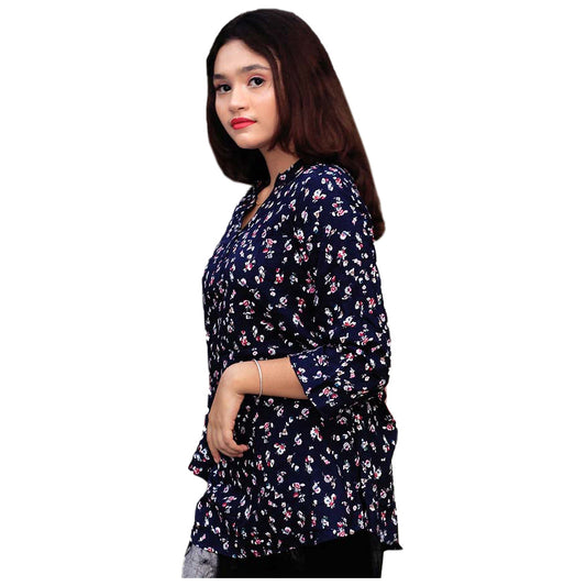 C&A WOMEN'S FLORAL LOOSE FIT TOP | NAVY