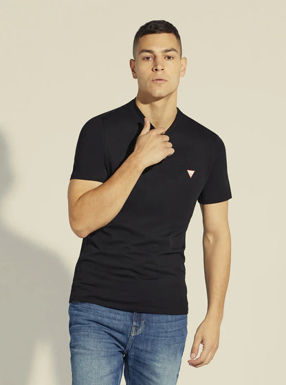 GUESS-SLIM FIT-ROUND NECK-LOGO | BLACK