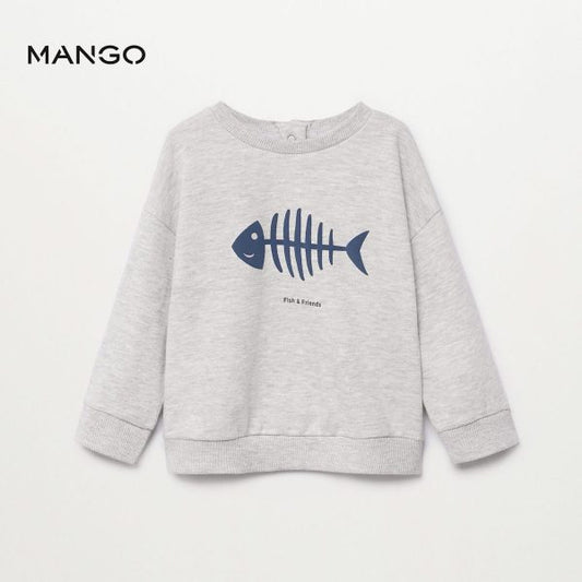 M.A.N.G.O-MEDIUM GREY FISH & FRIENDS SWEATSHIRT | KIDS