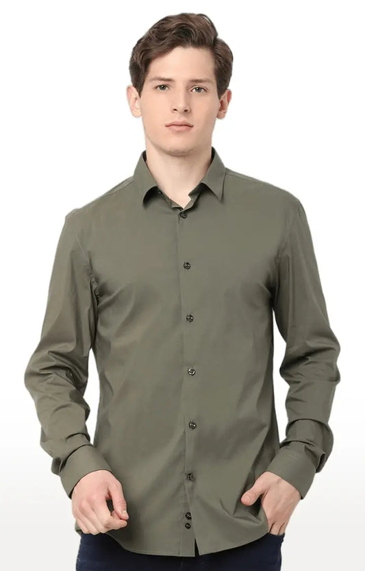 CELIO. MASANTAL CASUAL FULL SLEEVE SHIRT | KHAKI GREEN