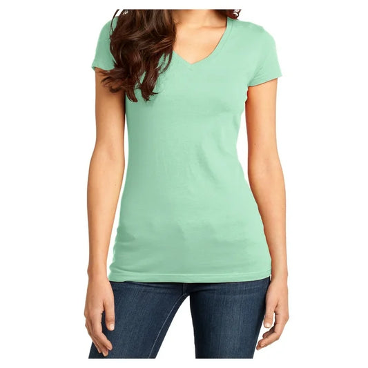 LAURA TORELLI PLAIN V-NECK WOMEN'S T-SHIRT | SEA GREEN