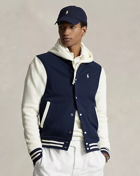 RALPH LAUREN MEN'S SLIM FIT VARSITY BASEBALL JACKET | NAVY BLUE