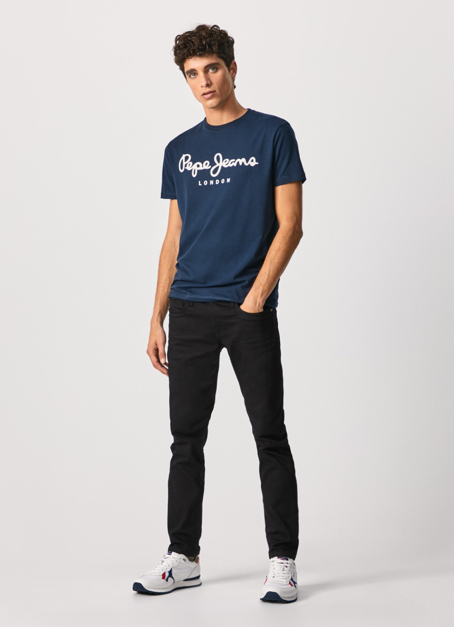 PEPE JEANS ORIGINAL STRETCH N LOGO T-SHIRT REGULAR FIT | NAVY BLUE