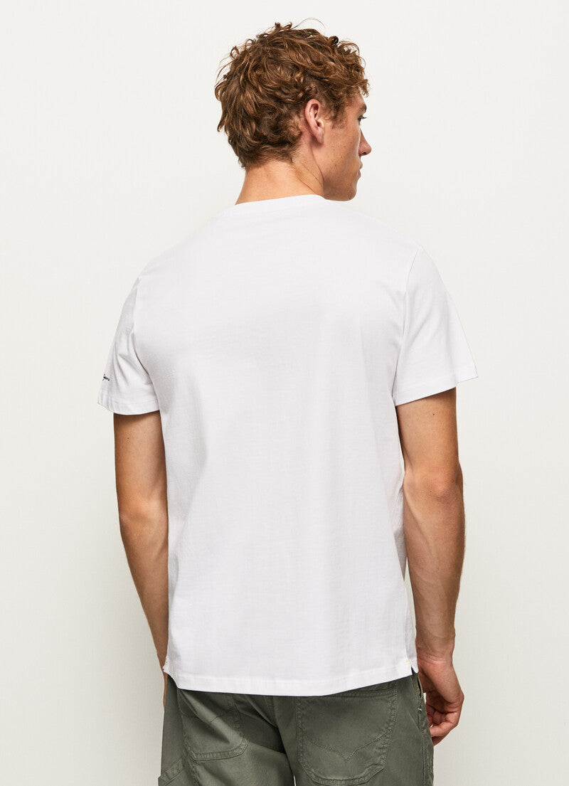 PEPE JEANS.-COTTON T-SHIRT WITH PRINTED LOGO | WHITE