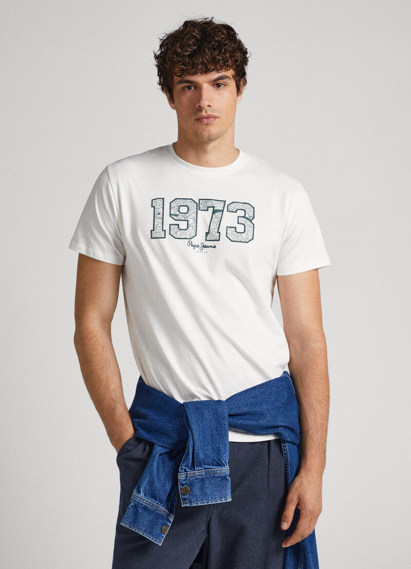 PEPE JEANS-LONDON-MELBOURNE 1973 SLIM FIT- T-SHIRT | OFF WHITE