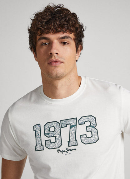 PEPE JEANS-LONDON-MELBOURNE 1973 SLIM FIT- T-SHIRT | OFF WHITE