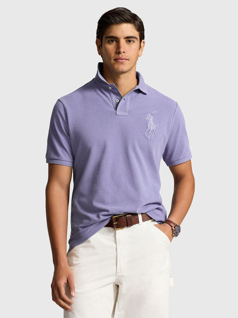 RALPH LAUREN – Classic Slim Fit Mesh Polo Shirt with Big Pony Logo | Light Purple