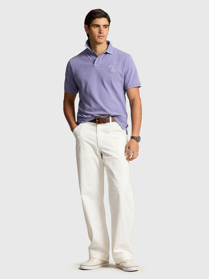 RALPH LAUREN – Classic Slim Fit Mesh Polo Shirt with Big Pony Logo | Light Purple