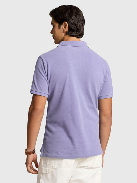 RALPH LAUREN – Classic Slim Fit Mesh Polo Shirt with Big Pony Logo | Light Purple