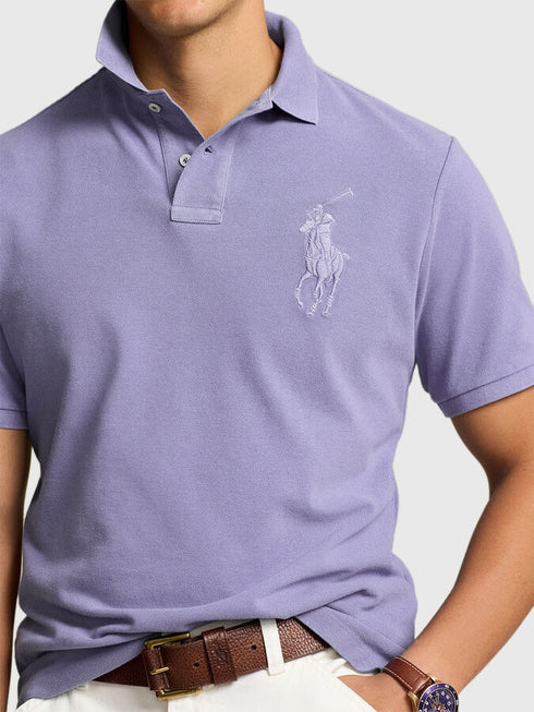 RALPH LAUREN – Classic Slim Fit Mesh Polo Shirt with Big Pony Logo | Light Purple