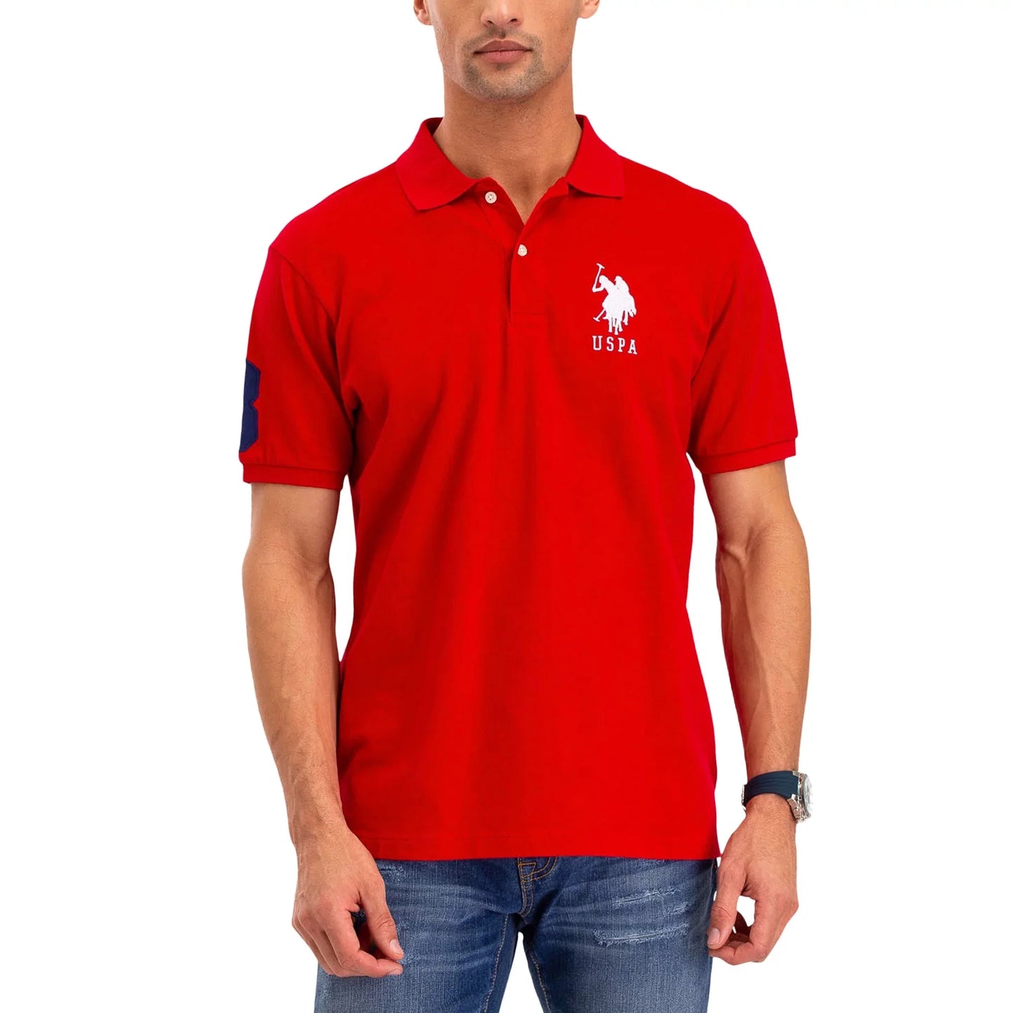 U.S POLO ASSN. PIQUE PRINTED GRAPHIC POLO-MENS | RED