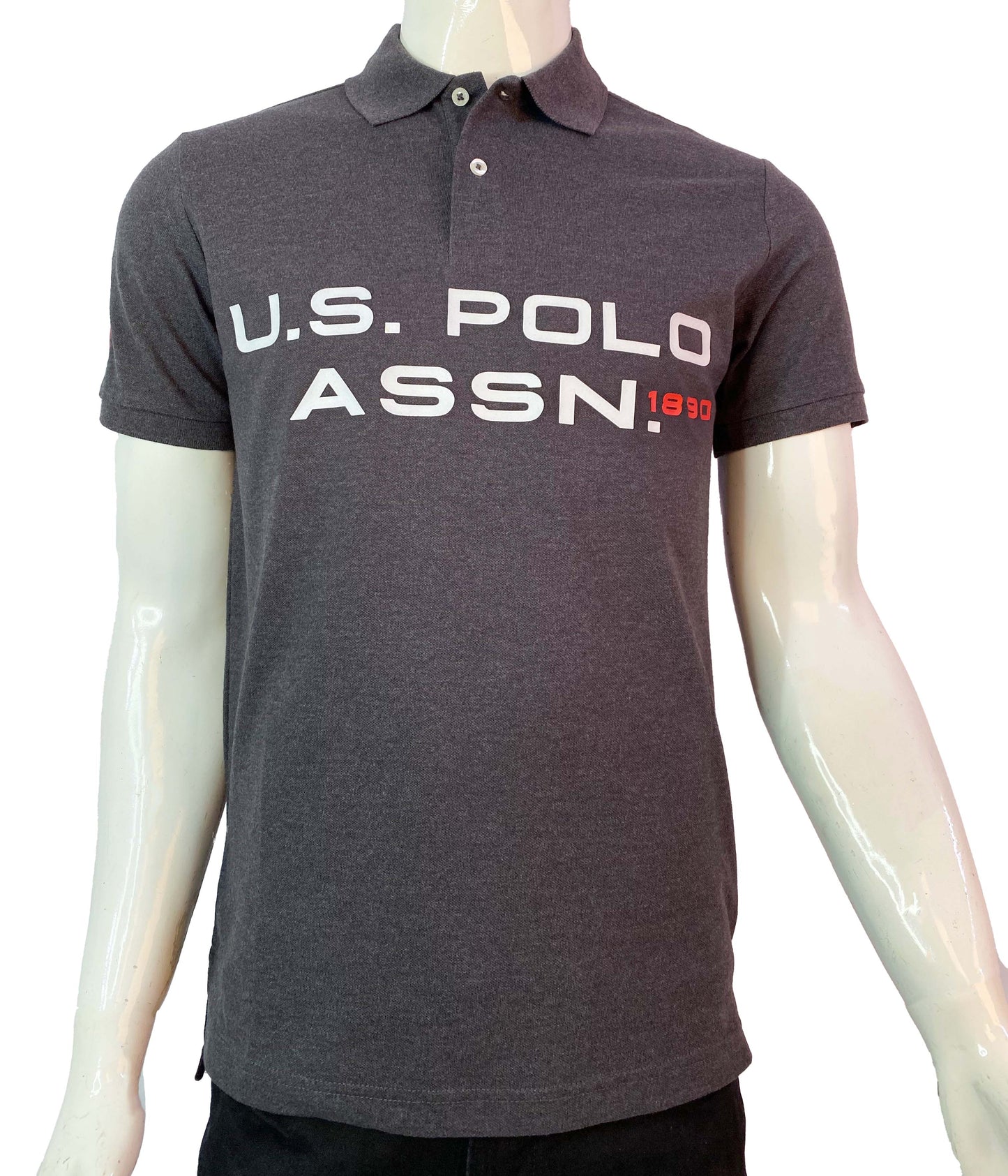 U.S POLO ASSN PIQUE PRINTED GRAPHIC POLO-MENS | DARK GREY