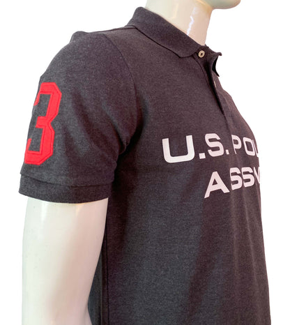 U.S POLO ASSN PIQUE PRINTED GRAPHIC POLO-MENS | DARK GREY