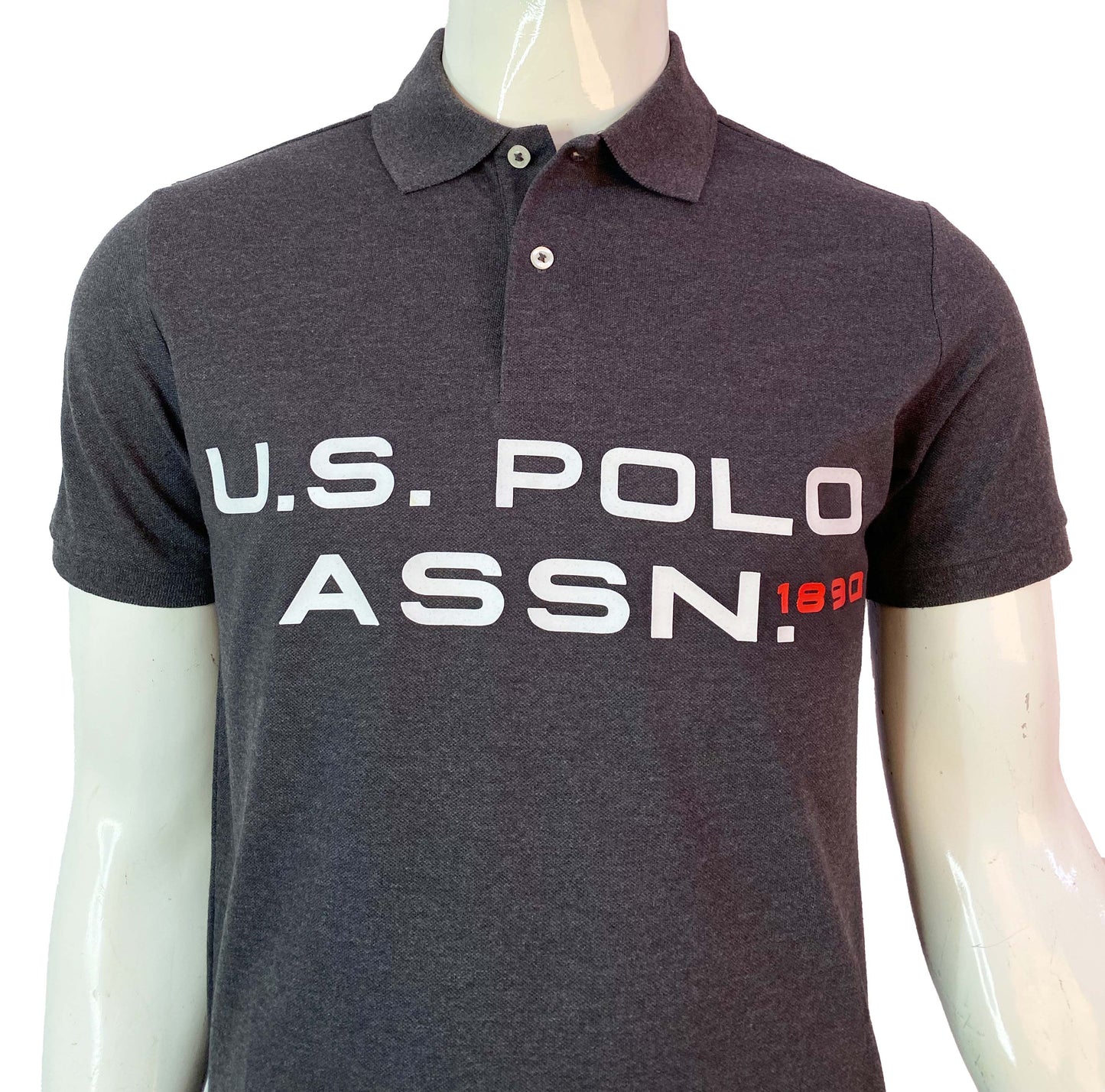 U.S POLO ASSN PIQUE PRINTED GRAPHIC POLO-MENS | DARK GREY