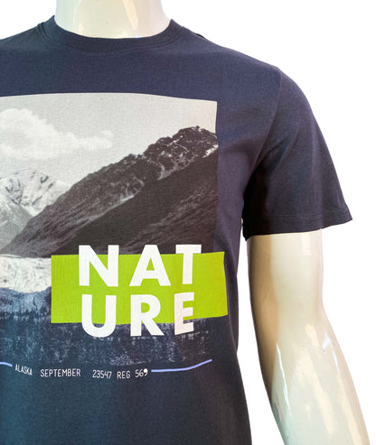 WHAT'S TODAY. CLASSIC GRAPHICAL NATURE PRINT T-SHIRT | GREY