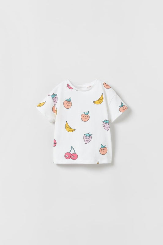 ZARA PRINTED T-SHIRT | OYSTER WHITE