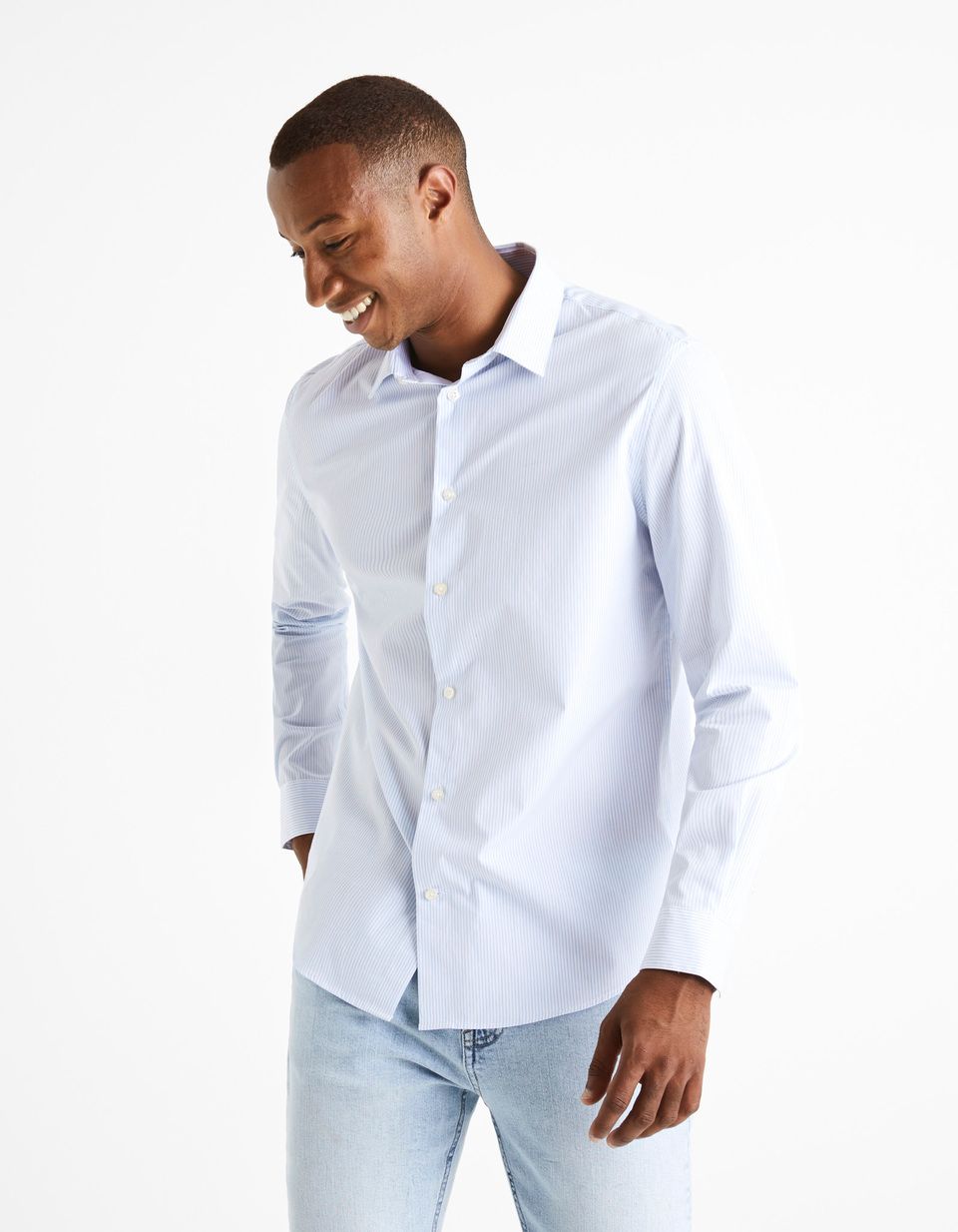 CELIO. CASUAL SHIRT WITH STRIPS | LIGHT BLUE