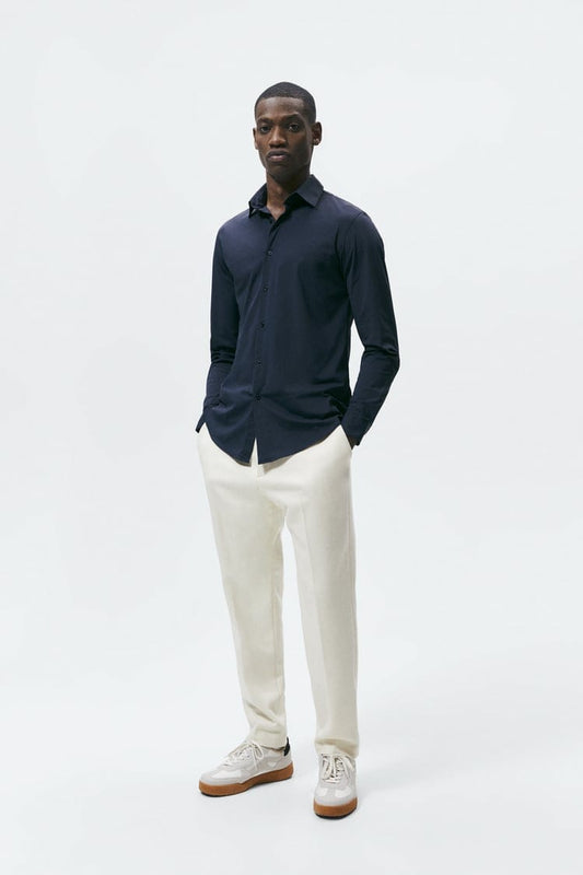 ZARA MENS PREMIUM COTTON SHIRT | NAVY BLUE