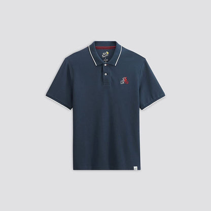 JULES. TOUR DE FRANCE-COTTON-MEN-SHORT SLEEVE POLO | NAVY BLUE