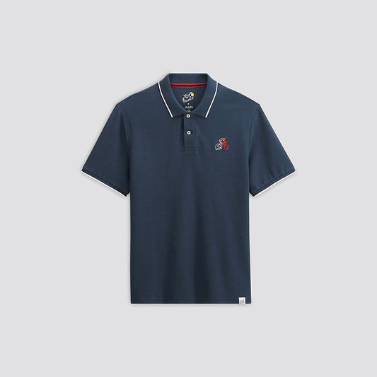 JULES. TOUR DE FRANCE-COTTON-MEN-SHORT SLEEVE POLO | NAVY BLUE